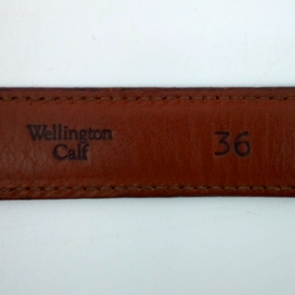 Rare Vintage DOONEY & BOURKE Red Brown Leather Belt Wellington Calf 36 Gold - Picture 7 of 9